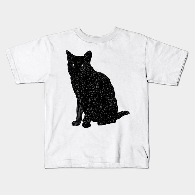 Black Square Cat with Triangles Kids T-Shirt by 00Daniel23